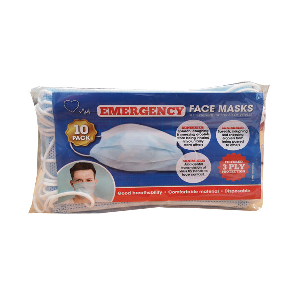 Face Masks Filtered 3 Ply Face Masks - 10 Pack - siopashop.ie