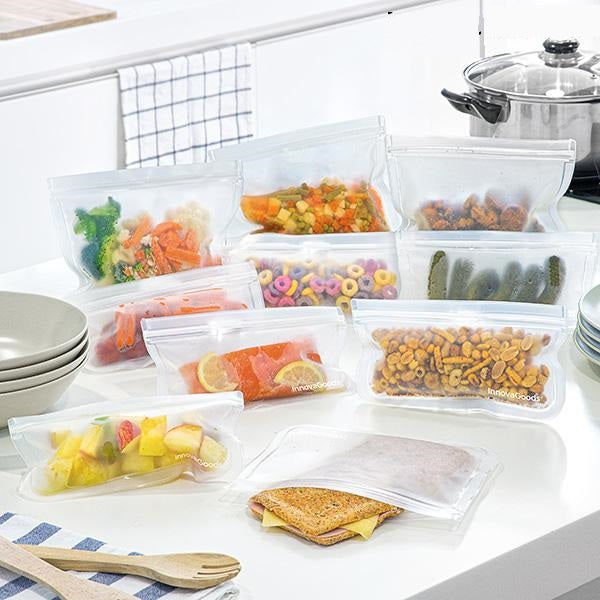 Reuseable Food Bags Foodies Reusable Storage Bag Set x10/Bag Holder Bundle - siopashop.ie Food Bags