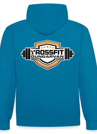 Crossfit Contrast Colour Hoodie - peacock blue/heather grey