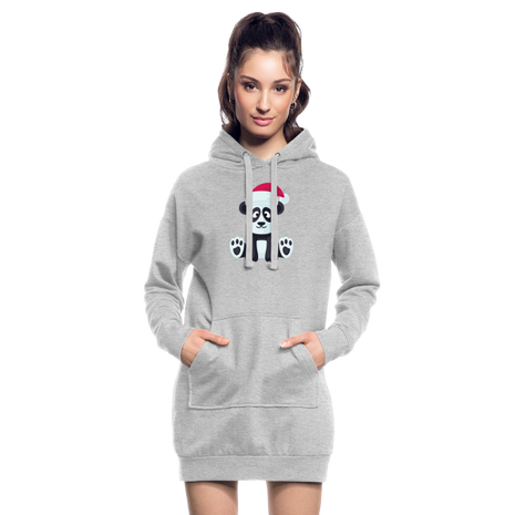Cute Panda Hoodie Dress - heather grey