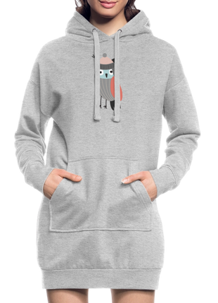 Cute Bird Hoodie Dress - heather grey