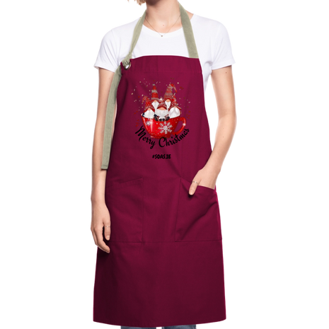 Christmas Artisan Apron - burgundy / desert sand