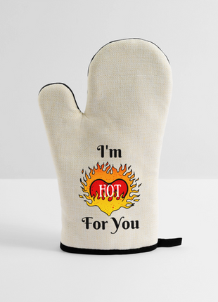 Valentine's Oven glove with Rubber Coating - linen/black 