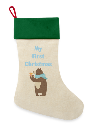 Baby's First Christmas Stocking - natural/green