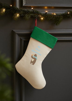 Baby's First Christmas Stocking - natural/green