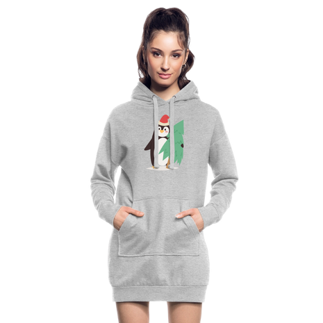 Cute Penguin Hoodie Dress - heather grey