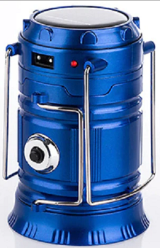 Solar Camping Torch/Light with USB Charge Port - Blue