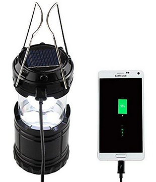 Solar Camping Torch/Light with USB Charge Port - Blue
