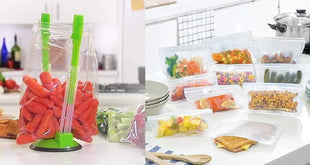 Reuseable Food Bags Foodies Reusable Storage Bag Set x10/Bag Holder Bundle - siopashop.ie Food Bags Bundle