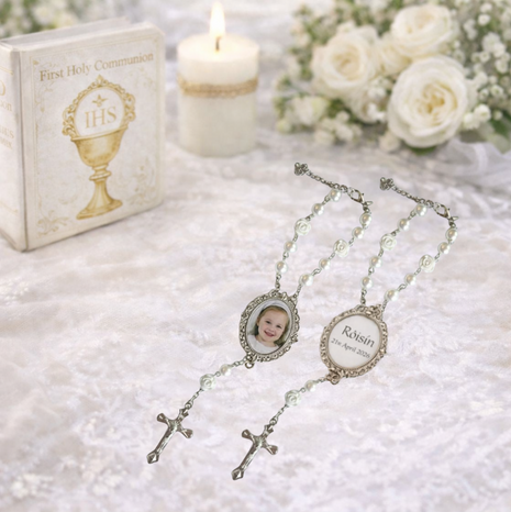 Personalised Rosary Bracelet with Rose Detail