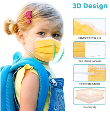 Kids Face Mask Kids 3 Layer Face Masks - 10 Pack - Various Colours - siopashop.ie