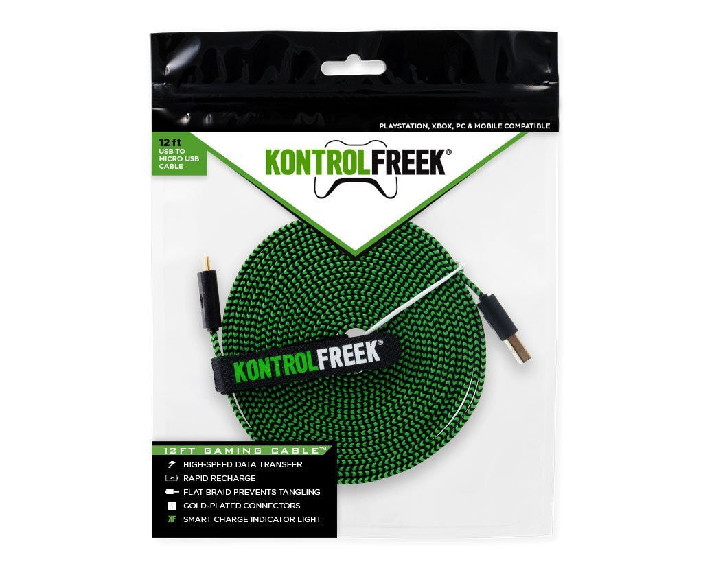Gaming Cable Kontrol Freek 12ft Gaming Cable - Green - siopashop.ie
