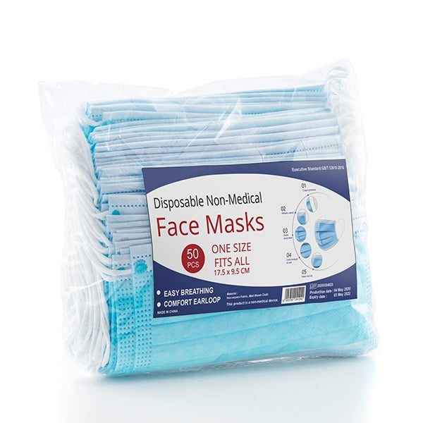 Face Masks Certified 3 Layer Disposable Masks - 50 Pack - siopashop.ie
