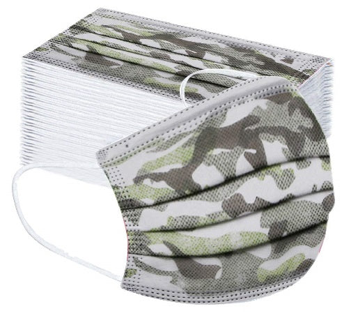 Kids Face Mask Kids Disposable Breathable Face Masks - Green Camouflage 5 Pack - siopashop.ie